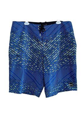 O'Neill Board Shorts Swim Trunks Blue Striped Stretch Mens Size 38
